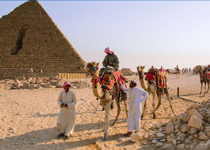 Private Tour to Giza Pyramids, Valley Temple And Sphinx From Port Said Camel on pyramids..