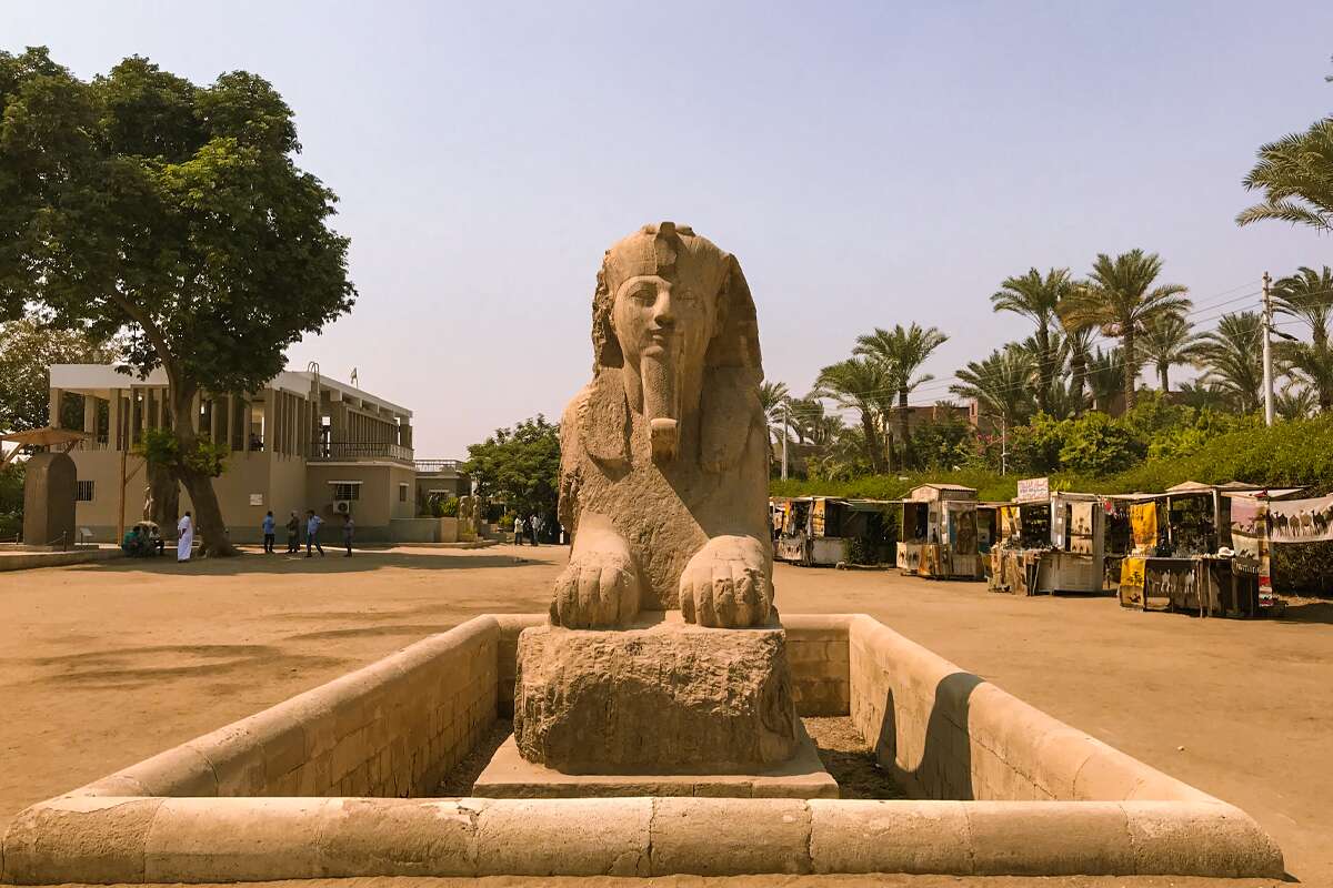 Giza Pyramids, Memphis And Sakkara Day Trip From Alexandria Port Statue of the Sphinx from Memphis